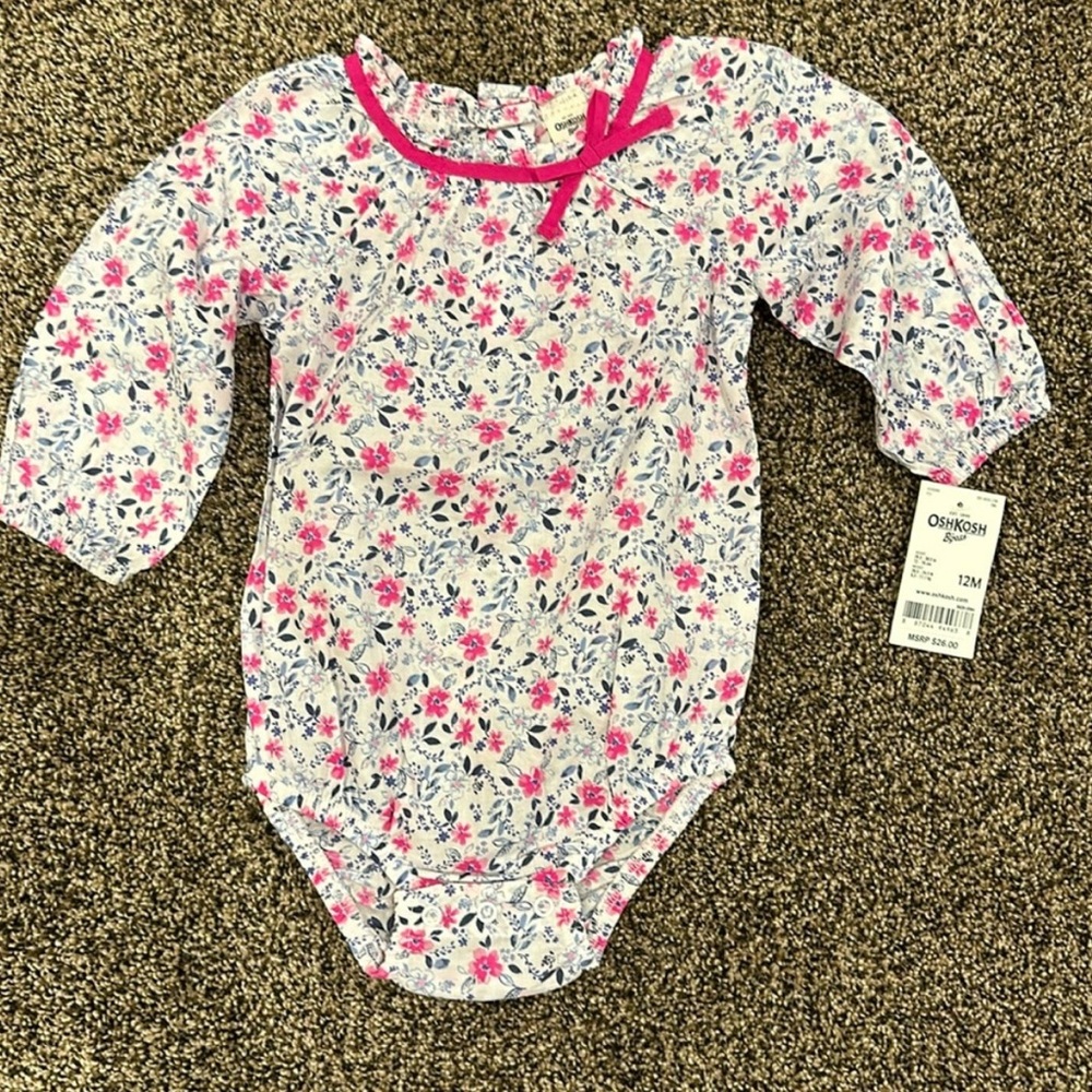NWT OshKosh B'gosh Floral Pink and Blue Baby One Piece